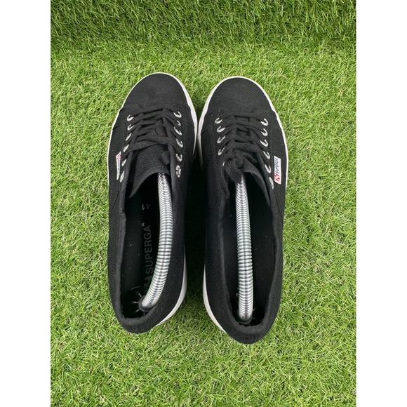 Superga 2790 Platform Sneakers Womens Size 9.5 Black White Casual Lace Up Shoes - Picture 6 of 10